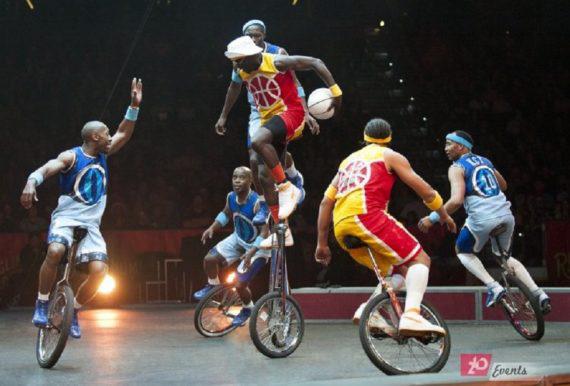 Basketball unicyclist`s team in Dubai