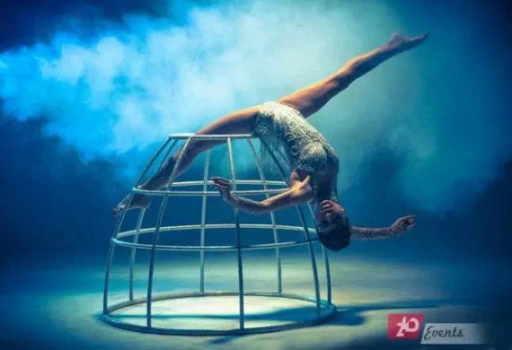Lady in skirt acrobat act in Dubai