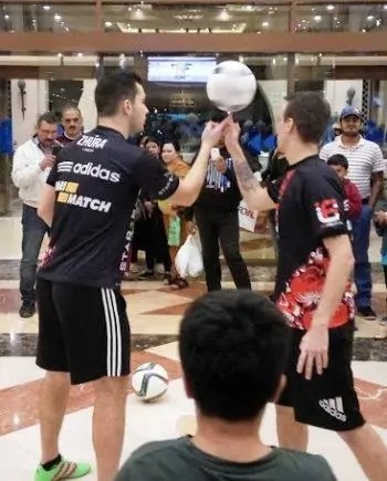 Promotion act football freestylers in the UAE